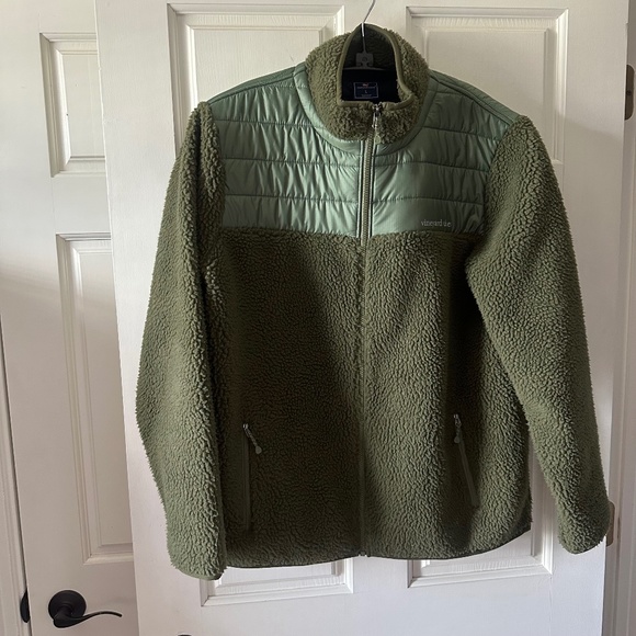 Vineyard Vines - Sherpa Fleece Full Zip Jacket - Green- Size Large